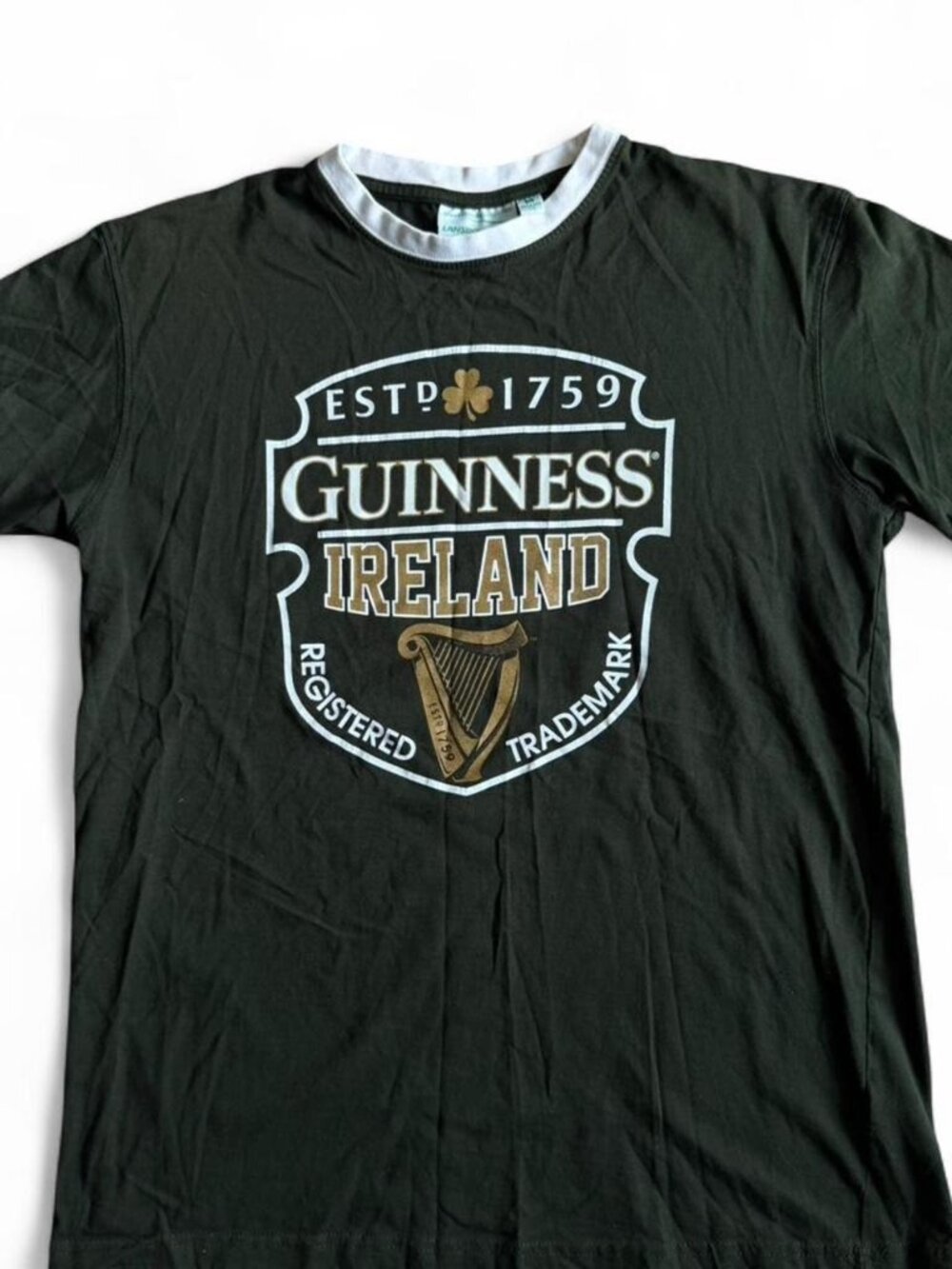 Vintage Guinness Ireland Ringer T-Shirt Green Men's Medium Lansdowne Collection